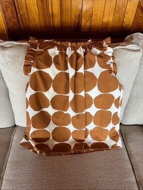 Ruffled Brown and Cream Geo-Print Mini Top